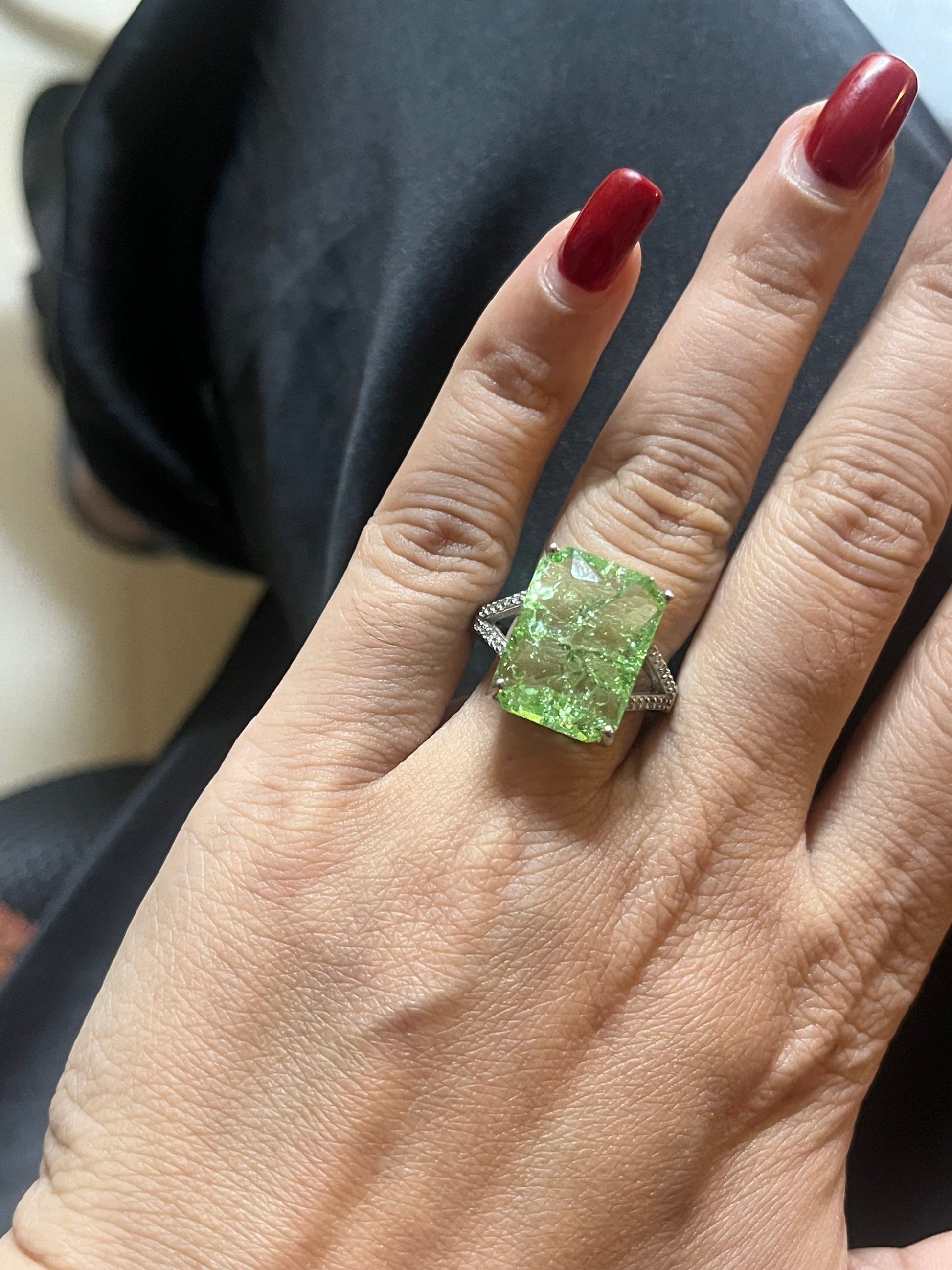 Crushed Peridot Cocktail Ring