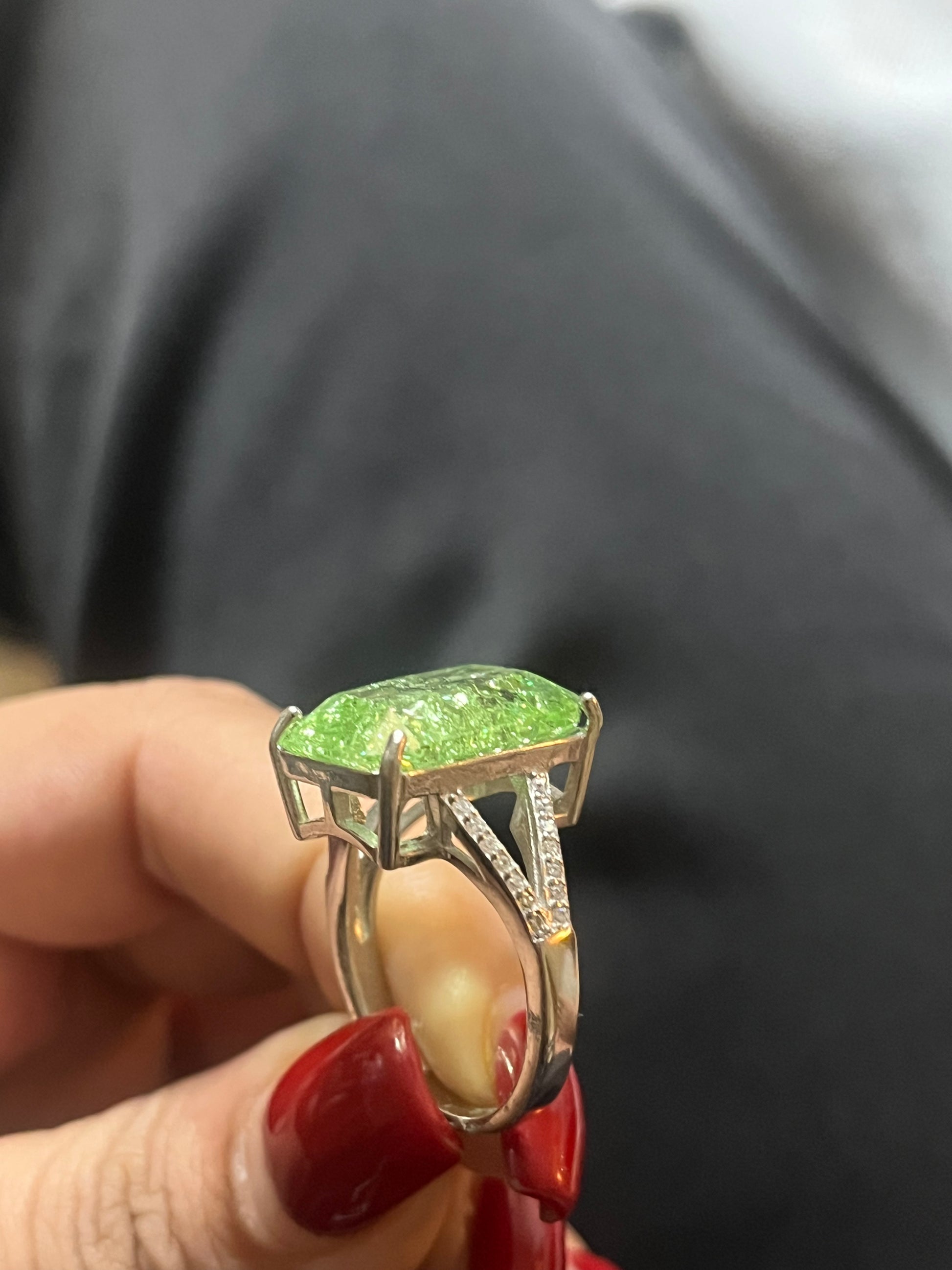 Crushed Peridot Cocktail Ring