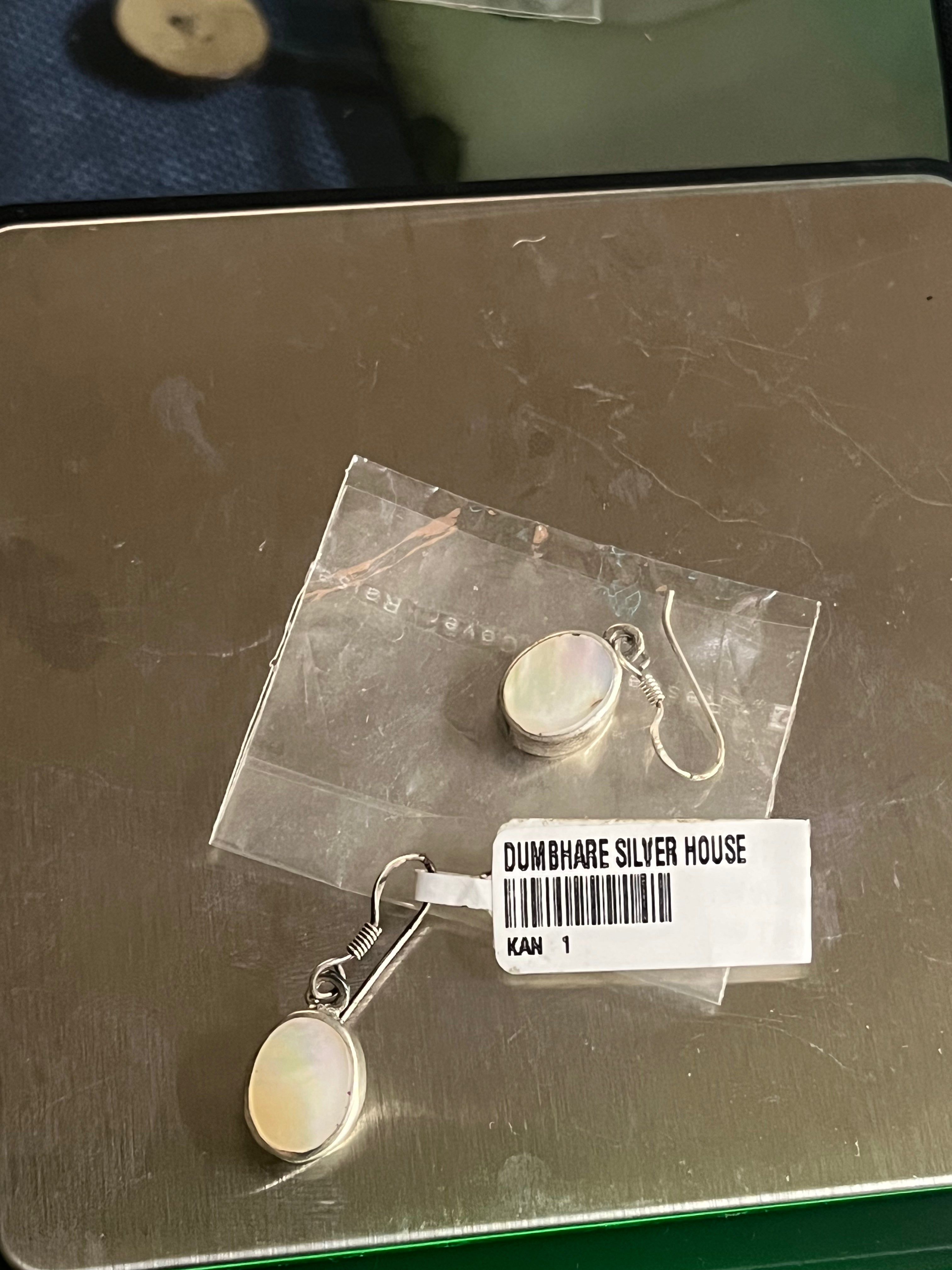 Oval Moon Drop Earrings