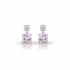 Pair of pink gemstone earrings on a white background