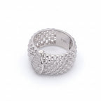 Silver ring with gemstones on a white background