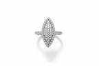 Silver ring with gemstones on a white background
