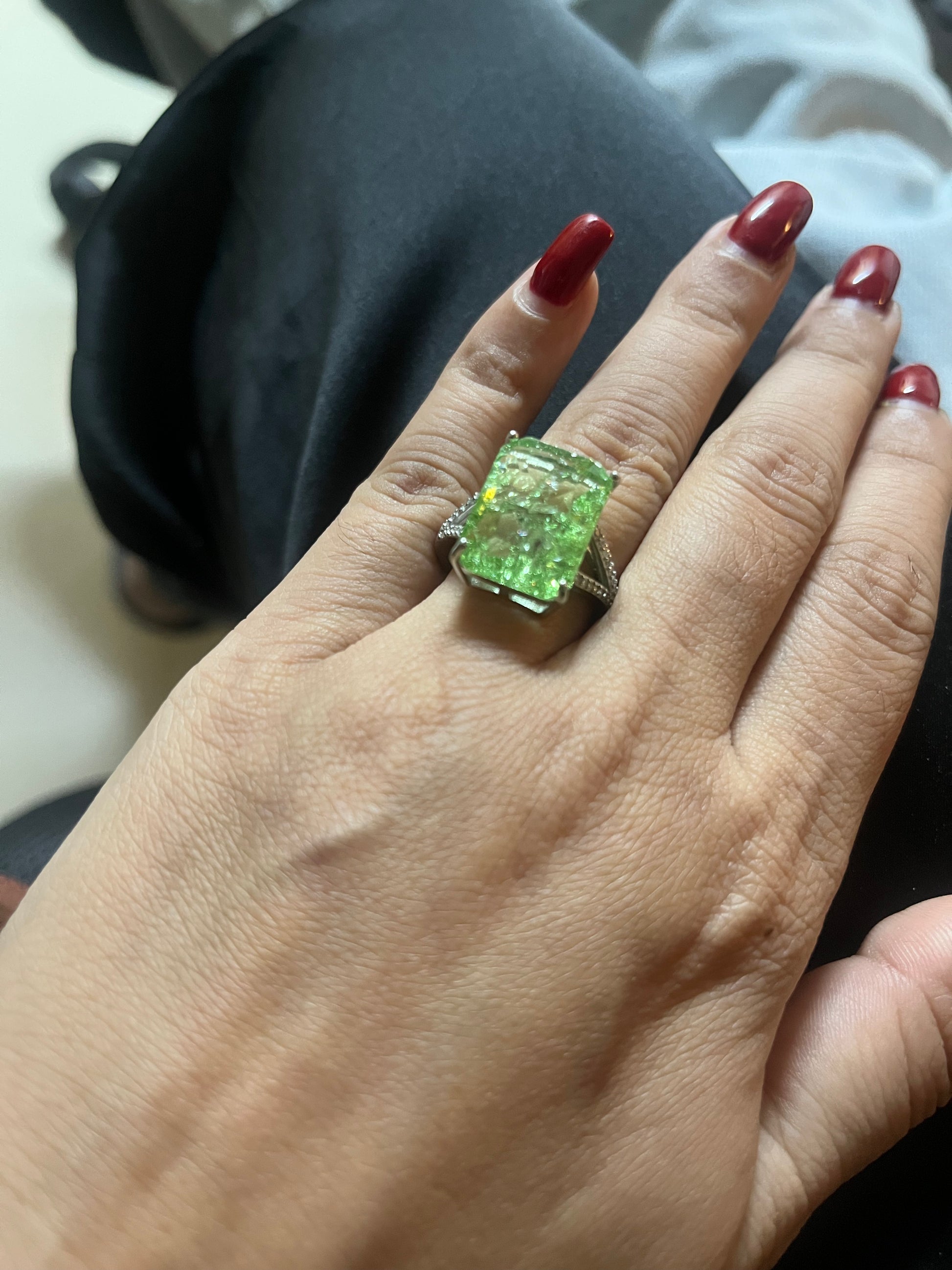 Crushed Peridot Cocktail Ring