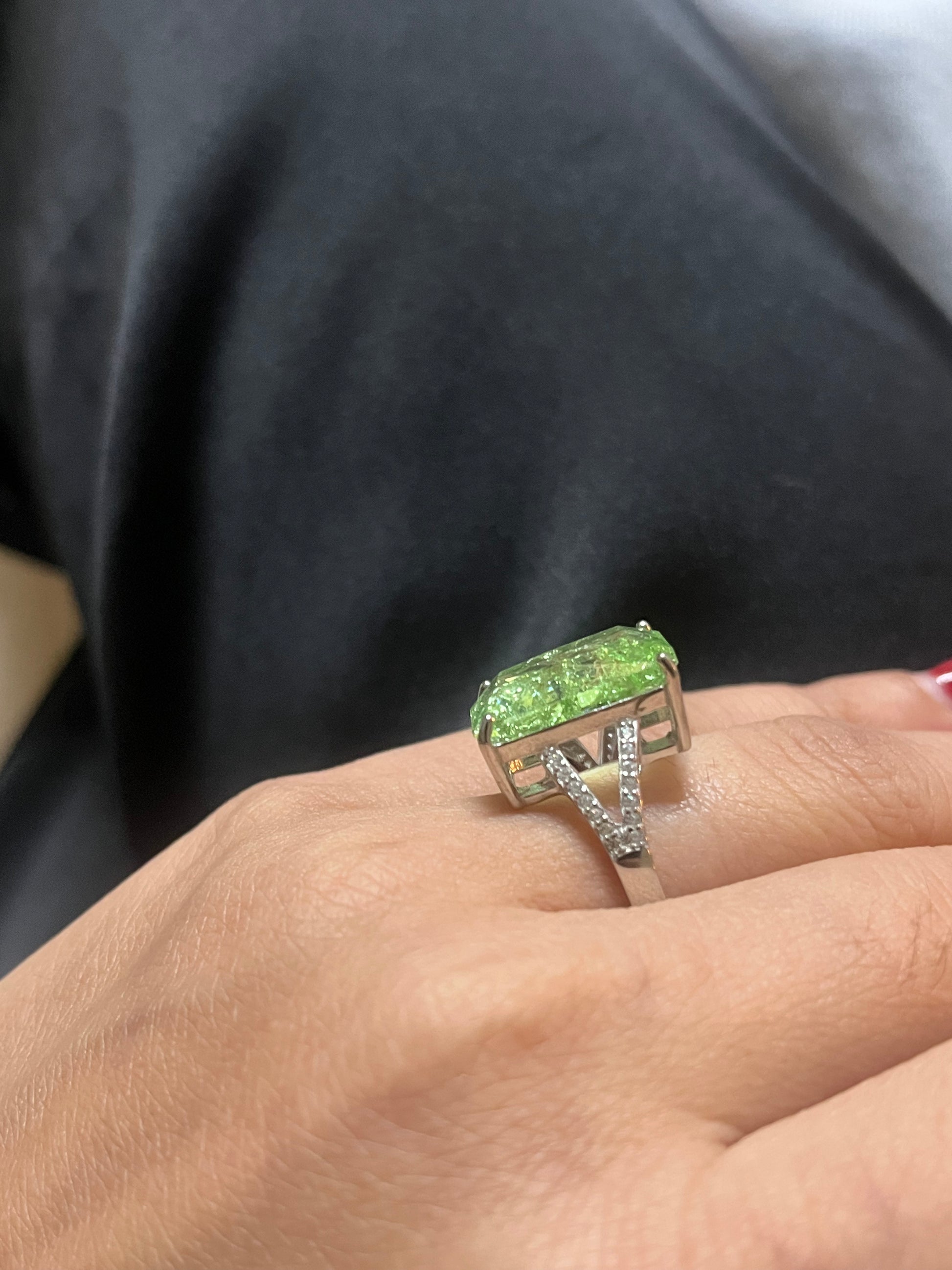 Crushed Peridot Cocktail Ring