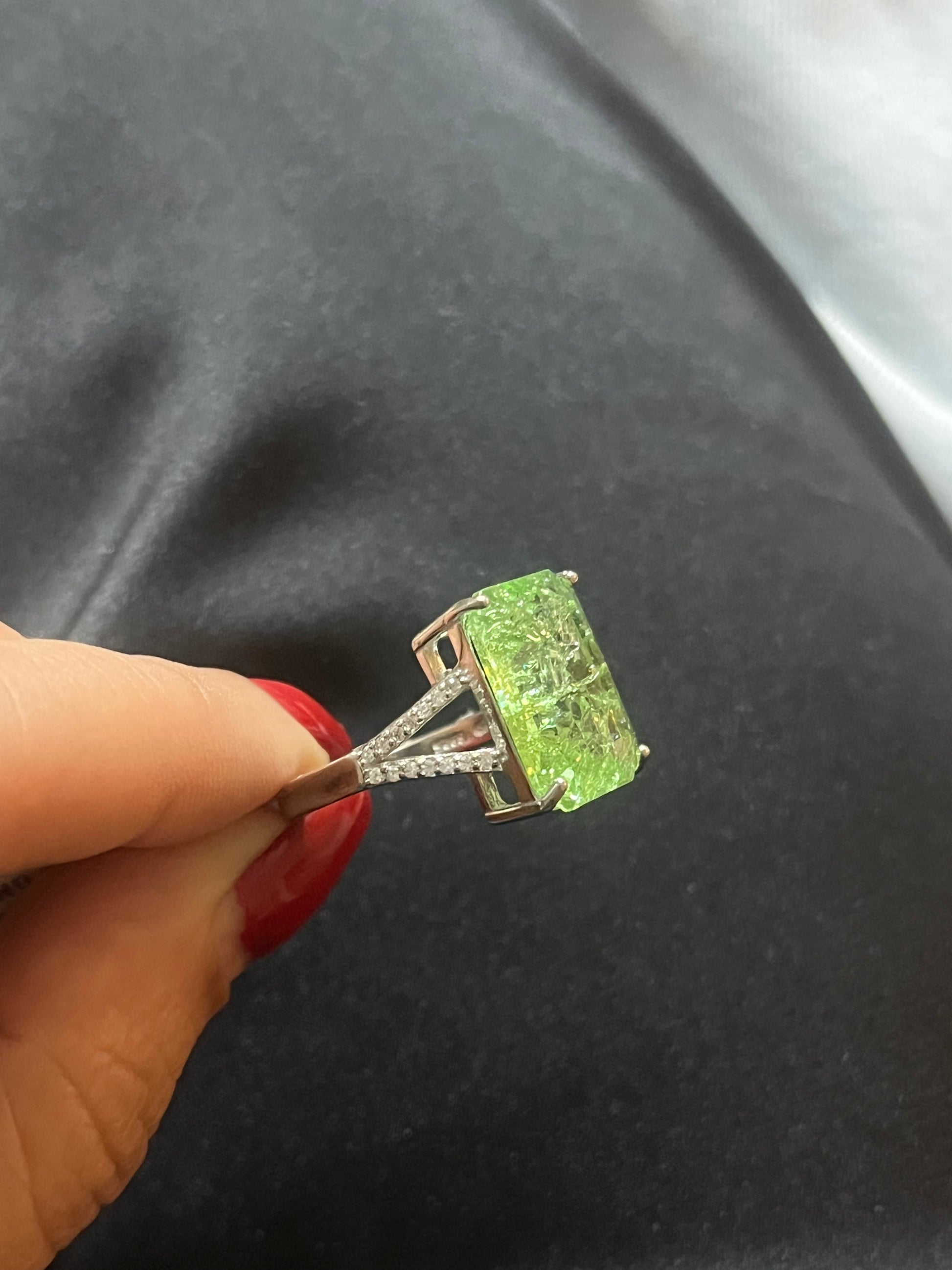 Crushed Peridot Cocktail Ring