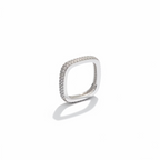 Silver ring with small stones on a white background