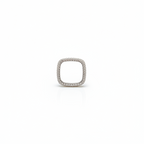 Silver square-shaped ring with small diamonds on a white background