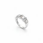 Silver ring with gemstones on a white background