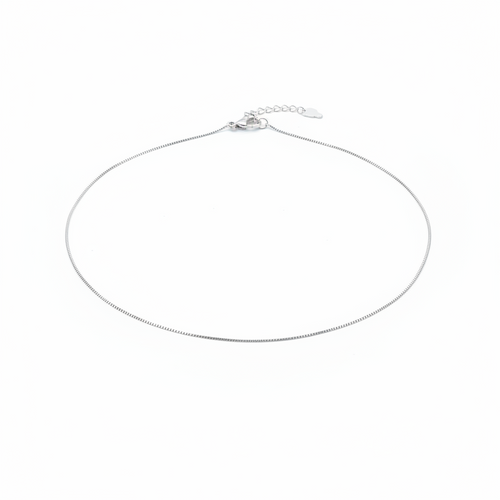 Silver necklace on a white background