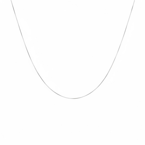 Silver chain necklace on a white background