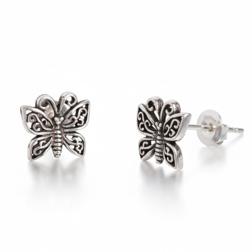 Oxidised Butterfly Studs