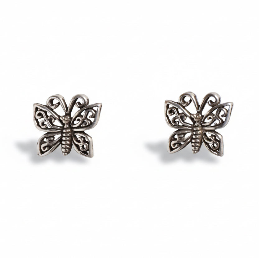 Oxidised Butterfly Studs