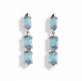 Pair of earrings with blue gemstones on a white background