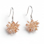 Pair of floral earrings on a light gray background