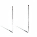 Pair of silver chain earrings on a white background