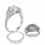 Diamond ring with close-up detail on a white background